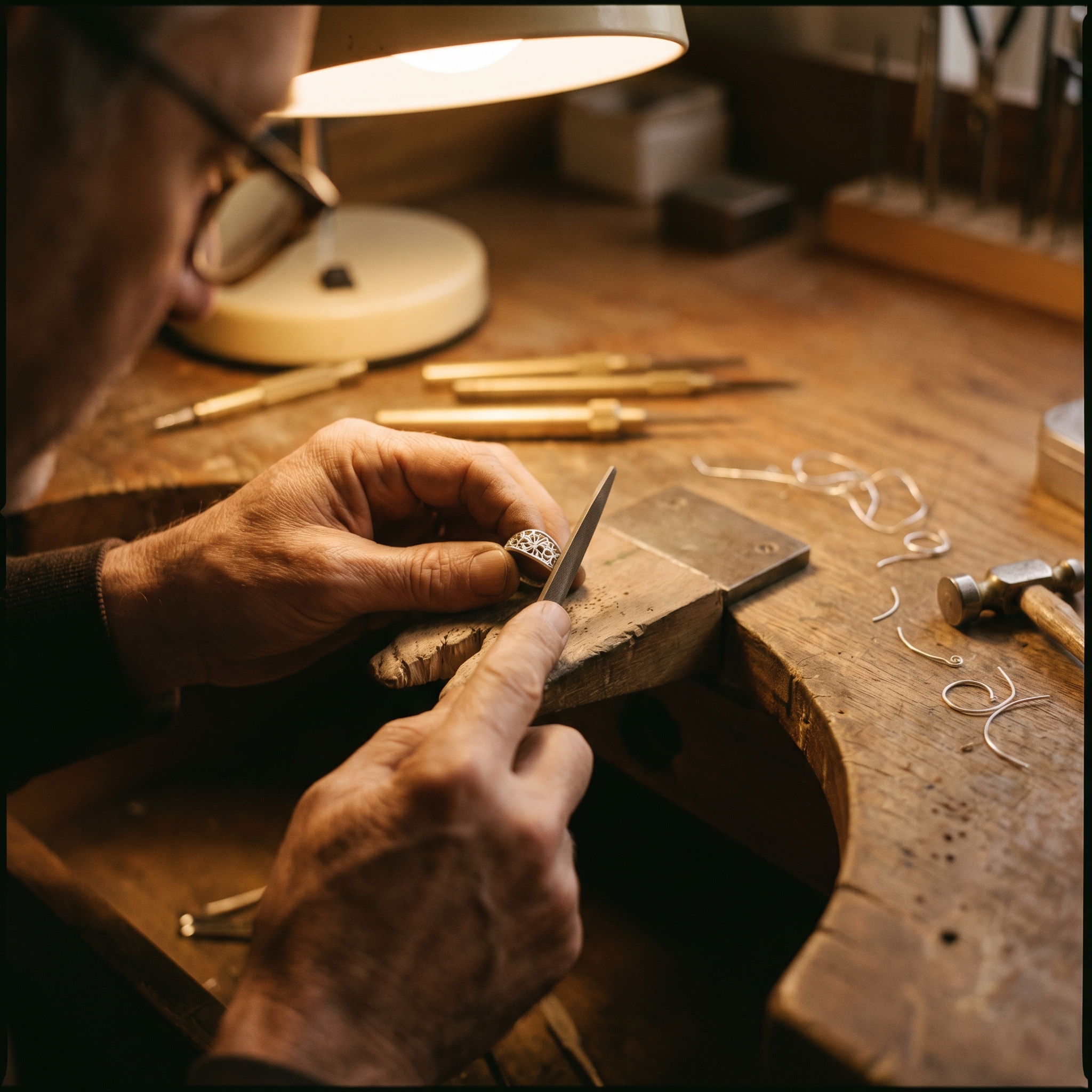 Close-up of Lisa Leonard Stacking Ring showing matte brush finish